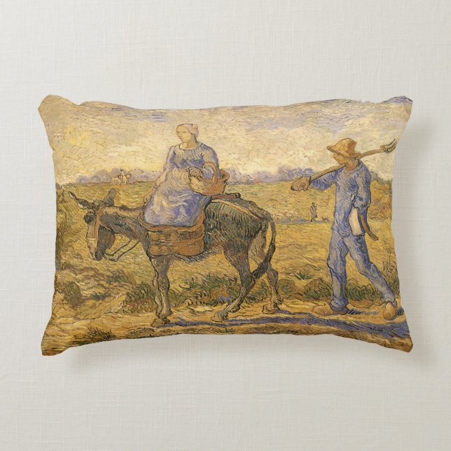 Vincent van Gogh - Peasant Couple Going to Work Decorative Cushion (Front)