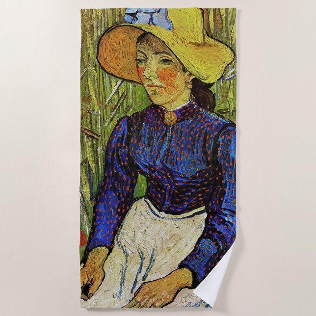 Vincent van Gogh - Peasant Girl in Straw Hat Beach Towel (Front)