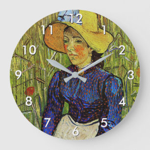 Vincent van Gogh - Peasant Girl in Straw Hat Large Clock