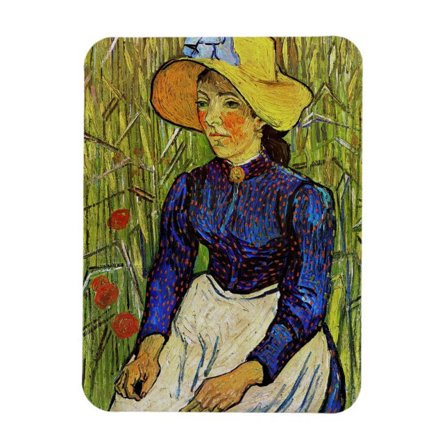 Vincent van Gogh - Peasant Girl in Straw Hat Magnet (Vertical)