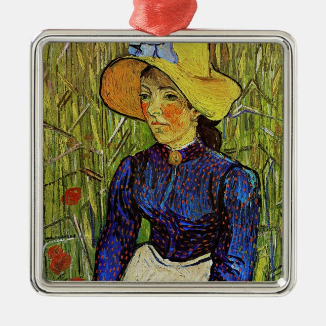 Vincent van Gogh - Peasant Girl in Straw Hat Metal Ornament (Front)