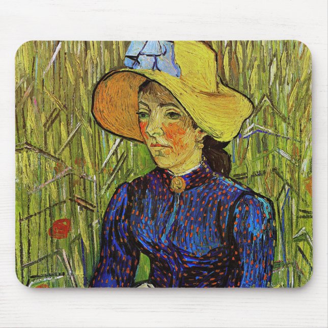 Vincent van Gogh - Peasant Girl in Straw Hat Mouse Pad (Front)