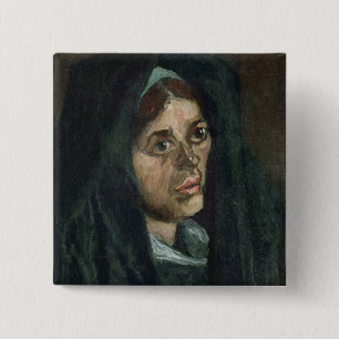 Vincent van Gogh   Peasant with moss green shawl 15 Cm Square Badge