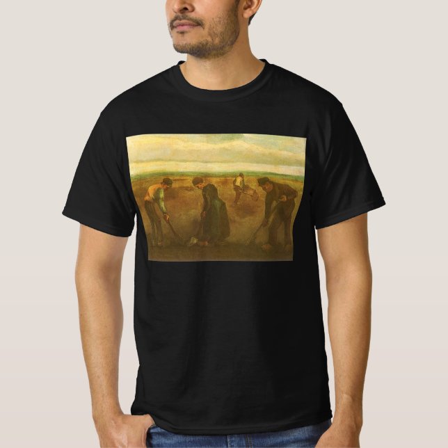 Vincent van Gogh - Peasants Planting Potatoes  T-Shirt (Front)