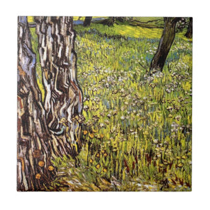 Vincent Van Gogh - Pine Trees And Dandelions Ceramic Tile