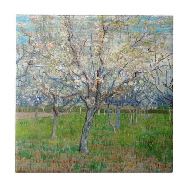Vincent van Gogh - Pink Orchard Ceramic Tile (Front)