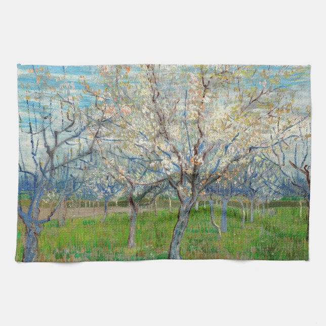 Vincent van Gogh - Pink Orchard Tea Towel (Horizontal)
