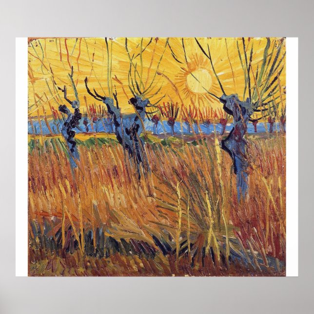 Vincent Van Gogh - Pollard Willows and Setting Sun Poster (Front)
