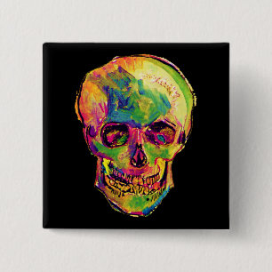 Vincent Van Gogh - Pop Art Halloween Skull 15 Cm Square Badge