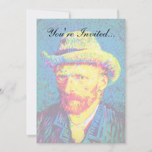 Vincent Van Gogh - Pop Art Self Portrait With Hat Invitation