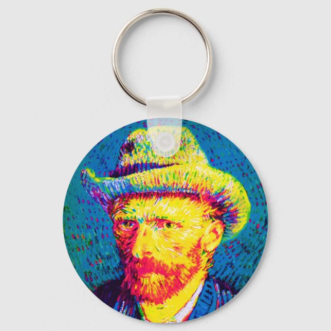 Vincent Van Gogh - Pop Art Self Portrait With Hat Key Ring (Front)