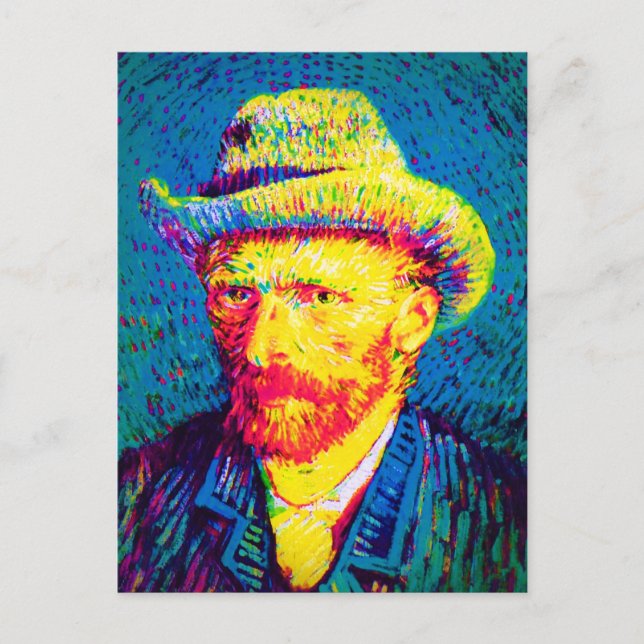 Vincent Van Gogh - Pop Art Self Portrait With Hat Postcard (Front)