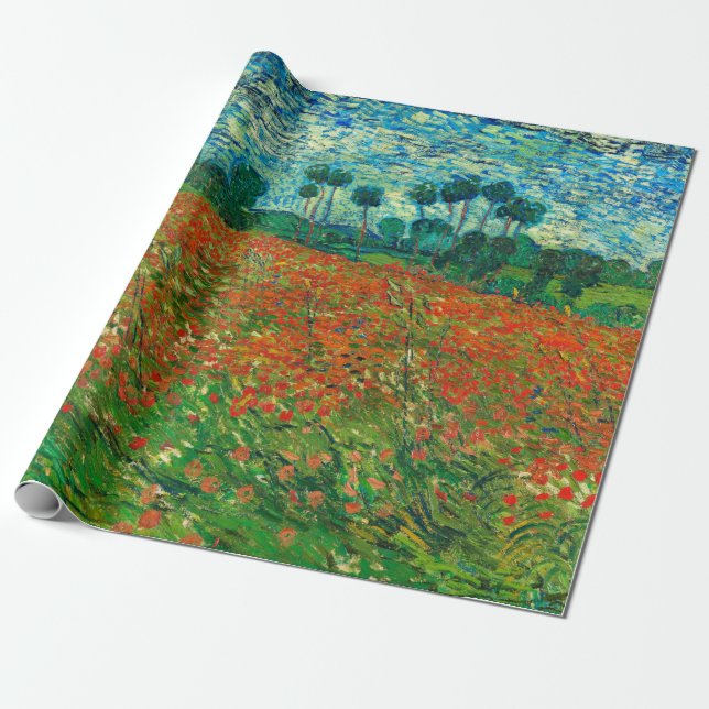 Vincent Van Gogh Poppy Field Fine Art Wrapping Paper (Unrolled)