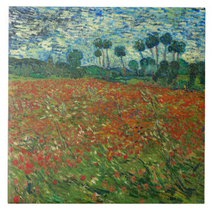 Vincent Van Gogh Poppy Field Floral Vintage Art Ceramic Tile