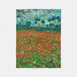 Vincent Van Gogh Poppy Field Floral Vintage Art Fleece Blanket