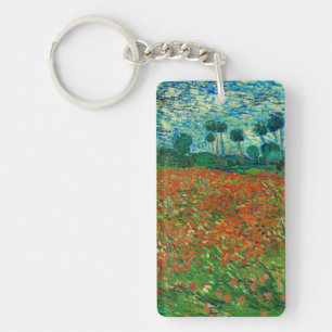 Vincent Van Gogh Poppy Field Floral Vintage Art Key Ring