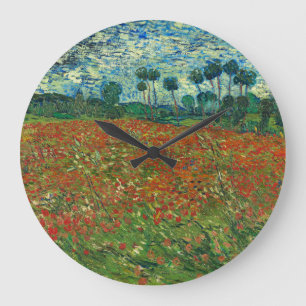Vincent Van Gogh Poppy Field Floral Vintage Art Large Clock