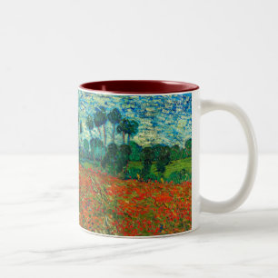 Vincent Van Gogh Poppy Field Floral Vintage Art Two-Tone Coffee Mug