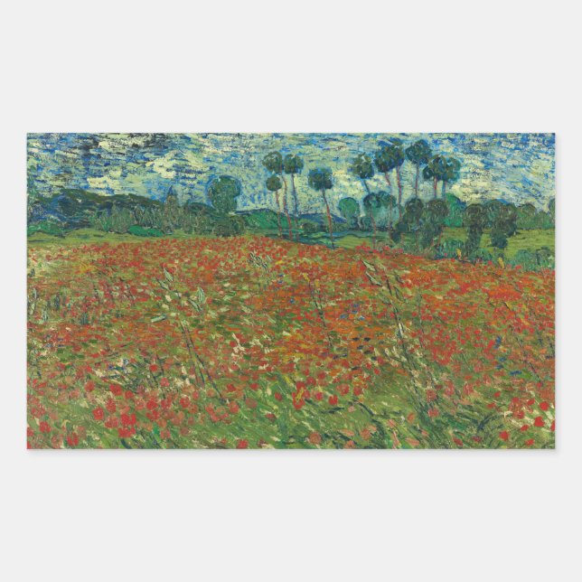 Vincent van Gogh - Poppy Field Rectangular Sticker (Front)