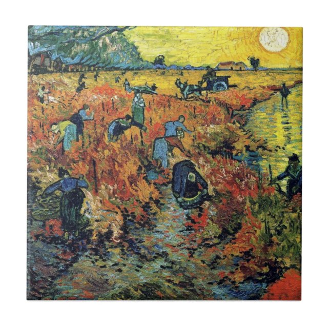 Vincent Van Gogh - Red Vineyard At Arles Painting Ceramic Tile (Front)