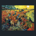 Vincent Van Gogh - Red Vineyard At Arles Painting Poster<br><div class="desc">Oil on canvas from 1888 shows field workers picking grapes at a local vineyard near Montmajour in autumn, with leaves turning red and yellow and the setting sun reflecting in a nearby river. The Red Vineyard at Arles went on to be the only work Van Gogh sold during his lifetime....</div>