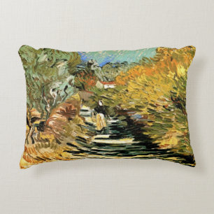 Vincent van Gogh Road at Saint-Remy, Female Figure Decorative Cushion