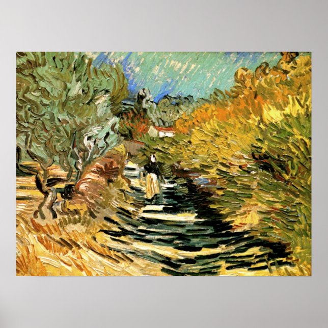 Vincent van Gogh Road at Saint-Remy, Female Figure Poster (Front)