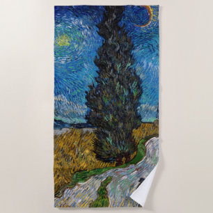 Vincent van Gogh - Road with Cypress and Star Beach Towel