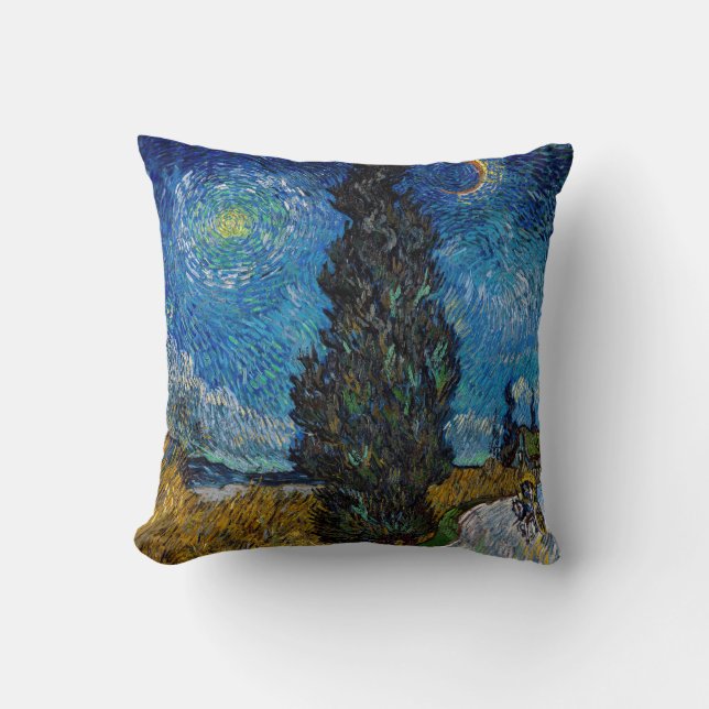 Vincent van Gogh - Road with Cypress and Star Cushion (Front)
