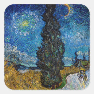 Vincent van Gogh - Road with Cypress and Star Square Sticker