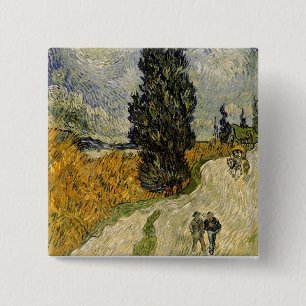 Vincent van Gogh   Road with Cypresses, 1890 15 Cm Square Badge