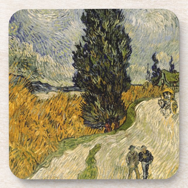 Vincent van Gogh | Road with Cypresses, 1890 Coaster (Front)