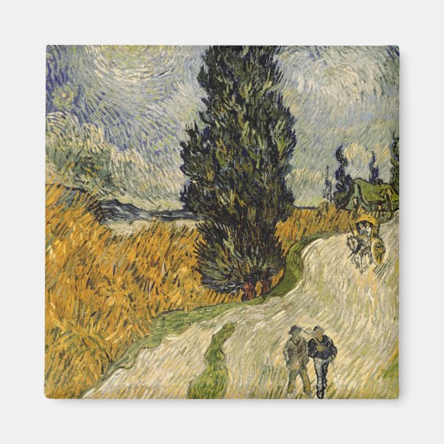 Vincent van Gogh | Road with Cypresses, 1890 Magnet (Front)