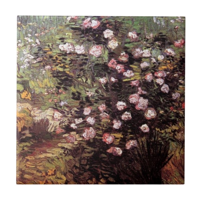 Vincent Van Gogh - Rosebush In Blossom Fine Art Ceramic Tile (Front)
