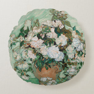 Vincent van Gogh   Roses, 1890 Round Cushion