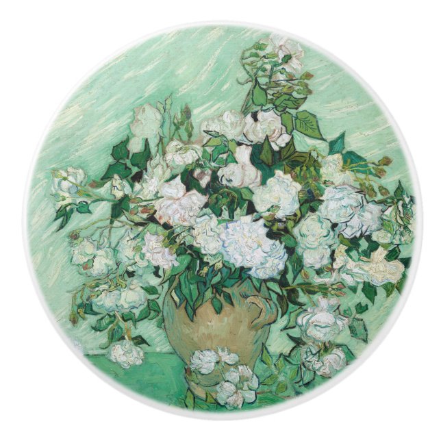 Vincent van Gogh - Roses Ceramic Knob (Front)