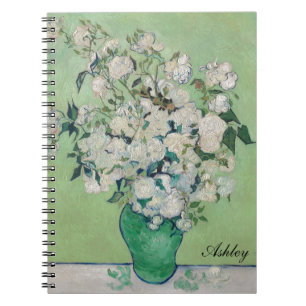 Vincent Van Gogh Roses Impressionist Monogram Notebook