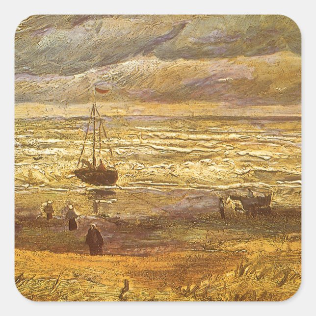 Vincent van Gogh - Sea at Scheveningen Square Sticker (Front)