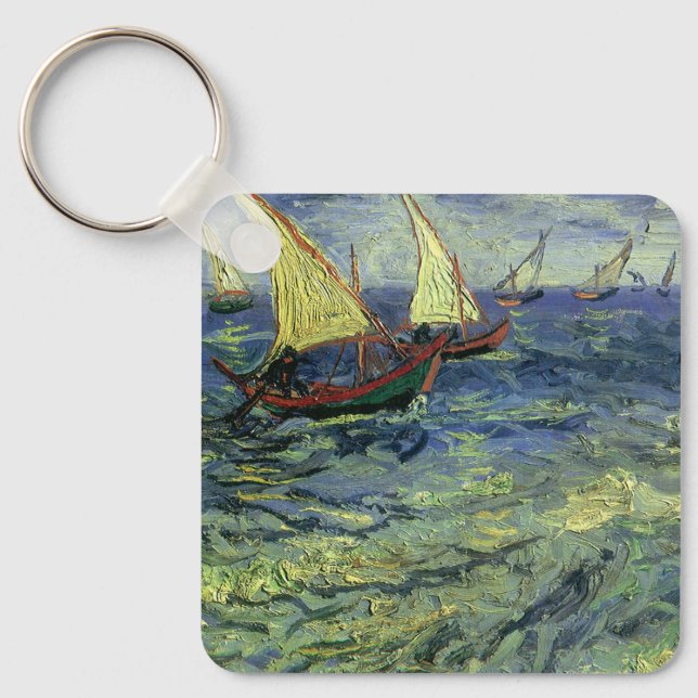 Vincent van Gogh - Seascape at Saintes Maries Key Ring (Front)
