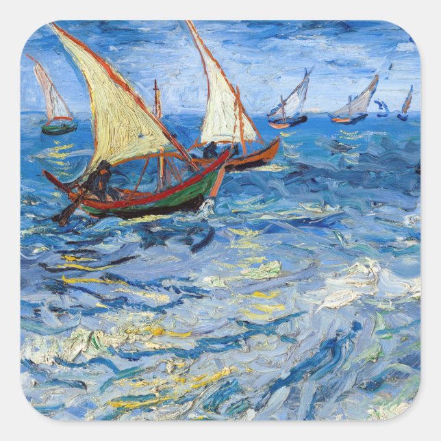 Vincent van Gogh - Seascape at Saintes-Maries Square Sticker (Front)