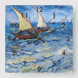 Vincent van Gogh - Seascape at Saintes-Maries Square Wall Clock