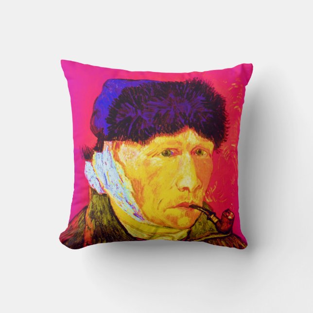 Vincent Van Gogh - Self Portrait Bandage Pop Art Cushion (Front)