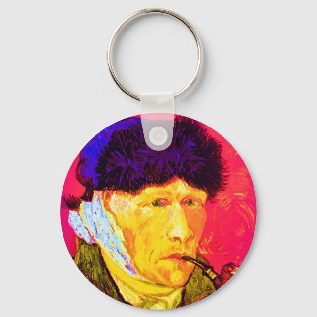 Vincent Van Gogh - Self Portrait Bandage Pop Art Key Ring (Front)