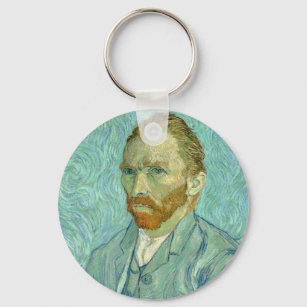 Vincent Van Gogh Self Portrait Blue Background Key Ring