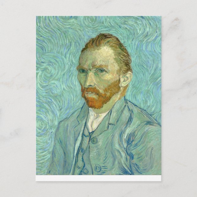 Vincent Van Gogh Self Portrait Blue Background Postcard (Front)