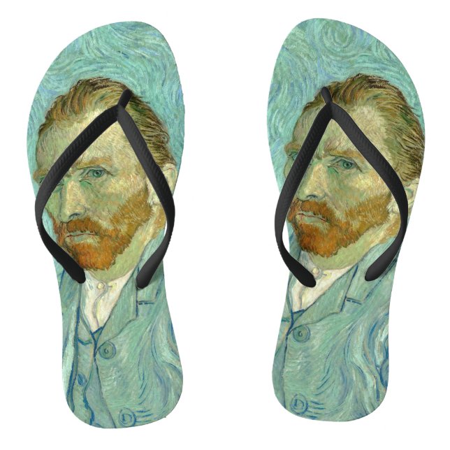 Vincent Van Gogh Self Portrait Blue Background Thongs (Footbed)