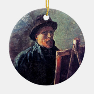 Vincent Van Gogh - Self Portrait Dark Felt Hat Ceramic Tree Decoration