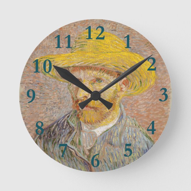 Vincent Van Gogh Self Portrait impressionist paint Round Clock (Front)