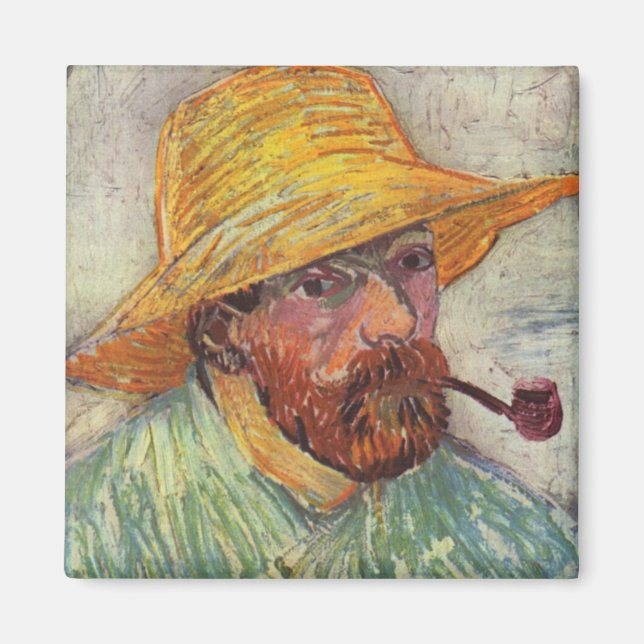 Vincent Van Gogh Self Portrait Pipe Magnet (Front)