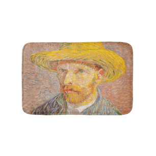 Vincent Van Gogh Self Portrait Straw Hat Bath Mat